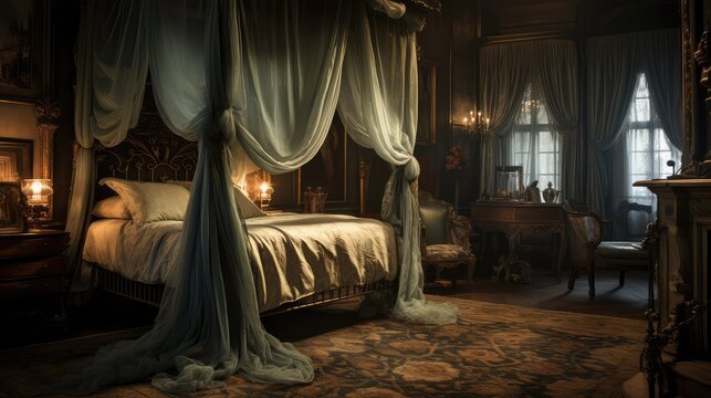 luxurious blurred victorian house interior
