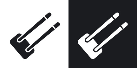 Chopsticks solid icon set.