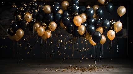 Naklejka premium stylish black gold confetti
