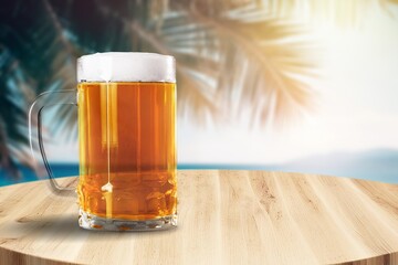 glasses of light tasty alcohol chilled beer