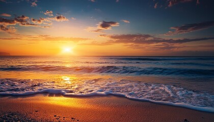 Obraz premium 美しい景観の夏の海辺、キラキラと光る砂浜、ちょっとトロピカル Generated by AI