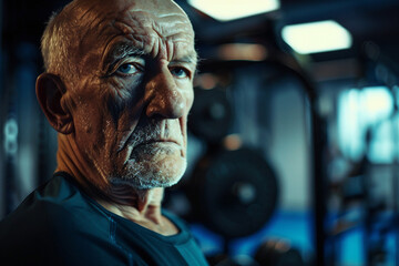 Fototapeta premium Beautiful elderly people attending gym having healthy lifestyle way of life, modern indoors sports space, Generative AI