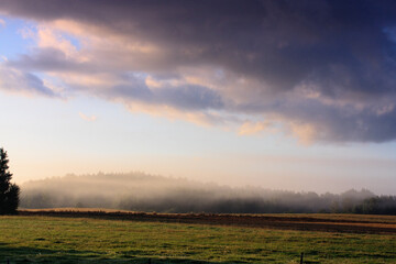 Wschód słońca na łące