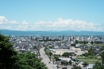 Fototapeta premium さざえ堂から見た会津若松市の風景