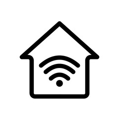 Smart home icon in black, outline style and transparent background
