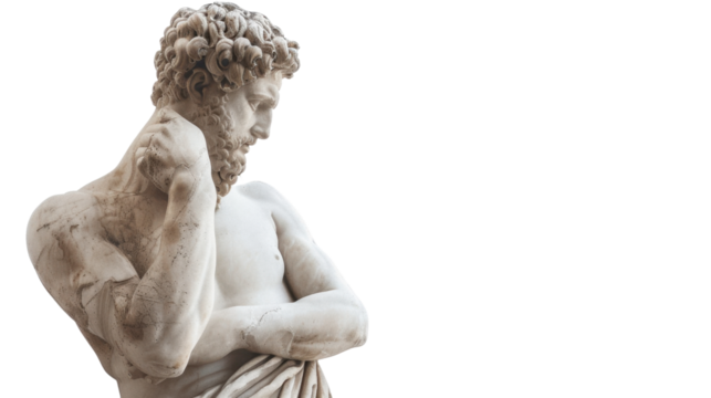 Greek sculpture on transparent background