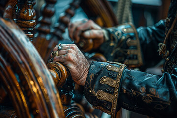 Navy marine adventure film movie fairytale pirate conceptual poster banner book cover, Generative AI