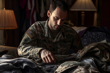 Obraz premium AI generated portrait of military man in uniform