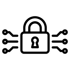 cyber security icon, data information protect, digital system safety.