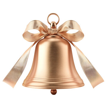 bell with ribbon isolated on transparent white background, clipping path 