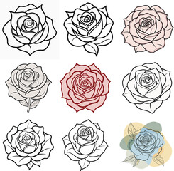 Rose outline vector 