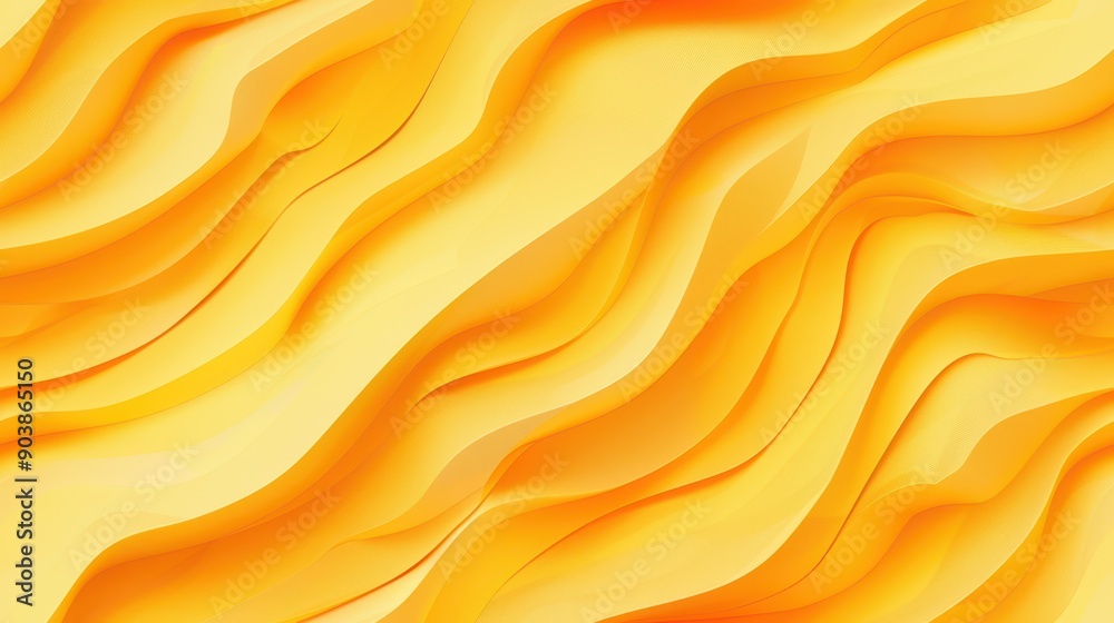 Wall mural yellow wavy abstract seamless pattern background with smooth, flowing lines and gradient hues. ideal