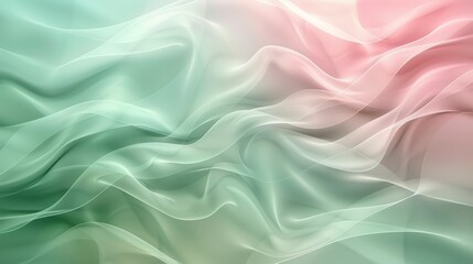 A calming and harmonious blend of soft green and gentle pink hues in beautifully flowing fabric textures