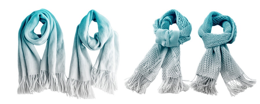 white and blue scarf on isolated transparent background