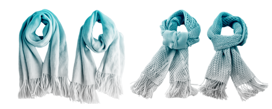 white and blue scarf on isolated transparent background