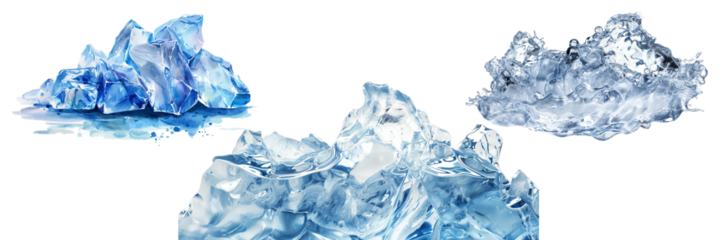 set of ice on isolated transparent background