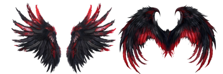 red and black wings on isolated transparent background