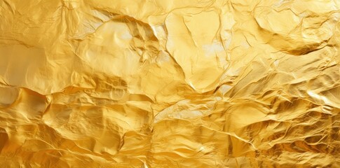 Abstract Crumpled Golden Foil Texture Background