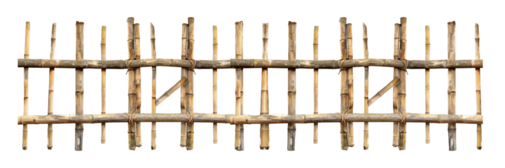 Timber wooden fence on isolated transparent background