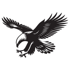 Obraz premium Red-tailed hawk Silhouette, Eagle Clipart, Eagle hovering vector illustration