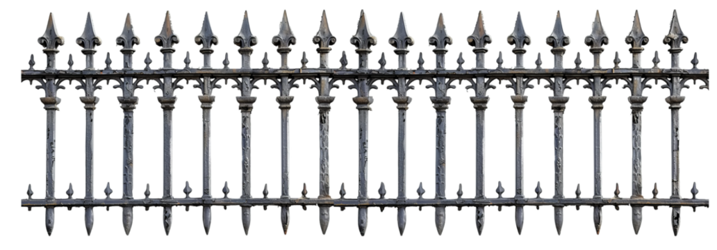 Balcony iron railing on isolated transparent background