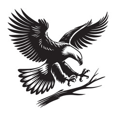 Red-tailed hawk Silhouette,  Eagle Clipart, Eagle Landing vector illustration