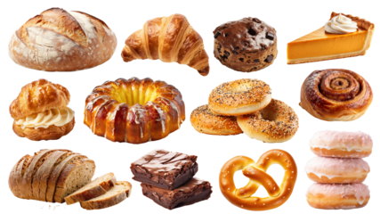 PNG artisan bakery food element set, transparent background