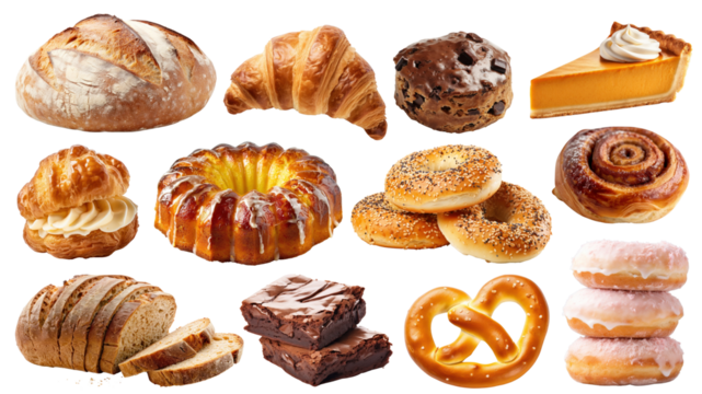 PNG artisan bakery food element set, transparent background