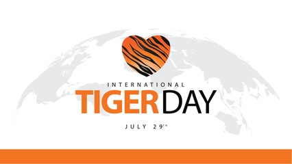 International tiger day. Vector illustration of a heart patterned with tiger fur. Suitable for banners, web, social media, greeting cards etc