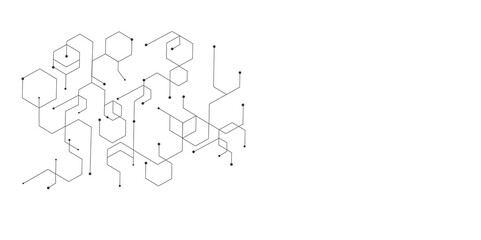 Technology black hexagon diagram concept. Vector abstract technology on a white background.