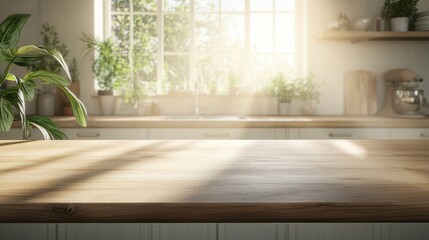 Fototapeta premium Background of Wood Tabletop Counter in Kitchen
