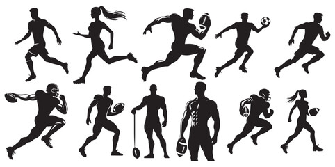 silhouette of a football player's body in black color on a white background vector illustration flat design without shadow.