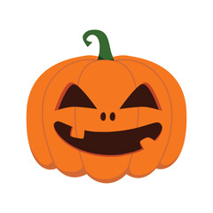 Funny Halloween orange pumpkin - Jack o'lantern. Vector illustration isolated on a white background
