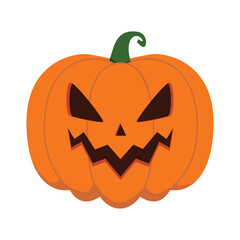 Funny Halloween orange pumpkin - Jack o'lantern. Vector illustration isolated on a white background