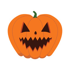 Funny Halloween orange pumpkin - Jack o'lantern. Vector illustration isolated on a white background