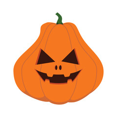 Funny Halloween orange pumpkin - Jack o'lantern. Vector illustration isolated on a white background