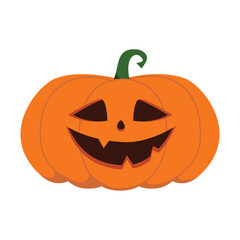 Funny Halloween orange pumpkin - Jack o'lantern. Vector illustration isolated on a white background