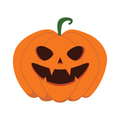 Funny Halloween orange pumpkin - Jack o'lantern. Vector illustration isolated on a white background