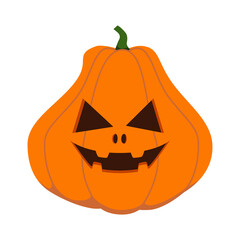 Funny Halloween orange pumpkin - Jack o'lantern. Illustration on transparent background