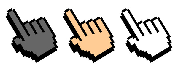 Click icon or Cursor pixel syle.Pixel Click icon.Vector