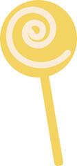 Flat isolated yellow lollipop. Cartoon lollipop illustration vector.