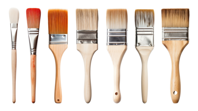 Art brush png element set, transparent background