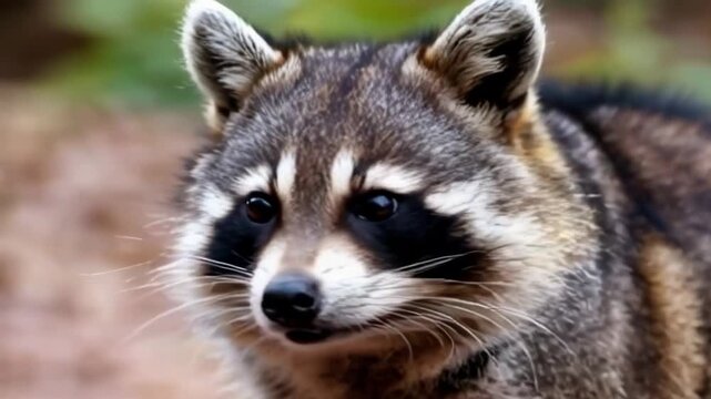 Close-Up of a Raccoon in Natural Setting