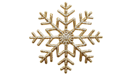 Gold snowflake glitter on transparent background
