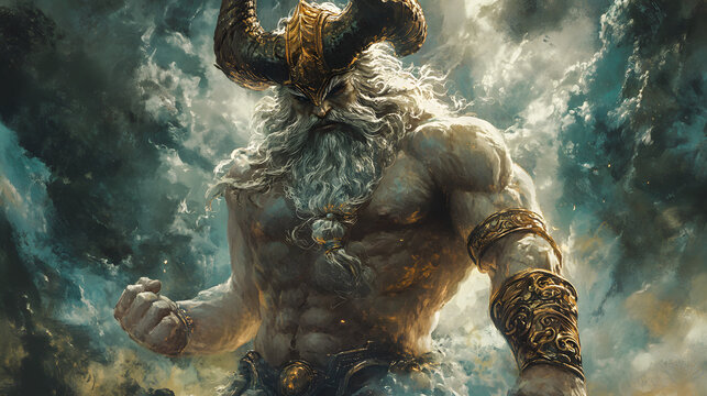 Greek Titan Cronus illustration, Cronus, God of harvests and personification of destructive time. The leader of the Titans