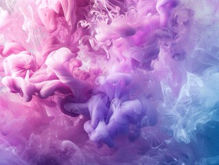 Fototapeta premium Abstract pink and blue ink swirls in water.