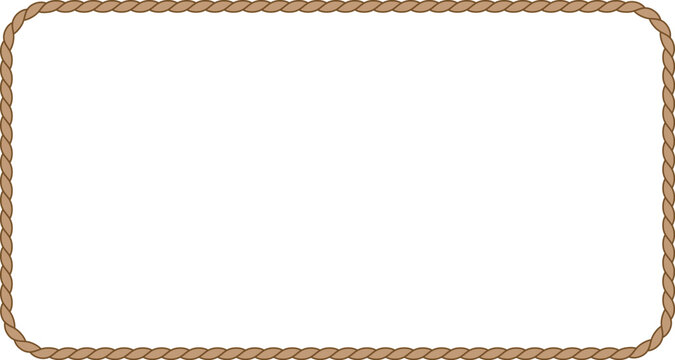Rectangle rope frameborder with 15x8 aspect ratio for 16x9 project, web, banner, presentation, cut out, isolated with transparent background. vector illustration.