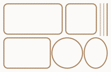 Set of  rope frame border, cut out, isolated ,vector illustration.