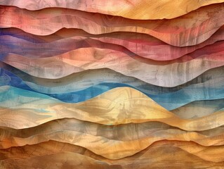 Fototapeta premium Abstract landscape with layered mountains in warm colors