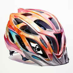 Fototapeta premium Watercolor Cycling helmet, clipart Illustration, Generative Ai